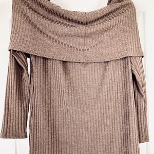 Viamor off the shoulder tan sweater